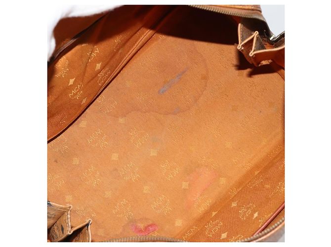 Borsa MCM Vicetos Logogram PVC Pelle Marrone Oro Auth 185111 D'oro - vista 17