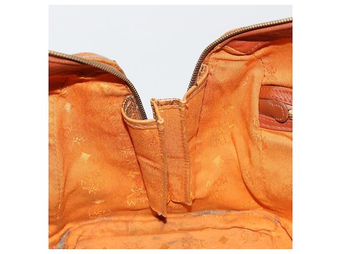 Borsa MCM Vicetos Logogram PVC Pelle Marrone Oro Auth 185111 D'oro - vista 19