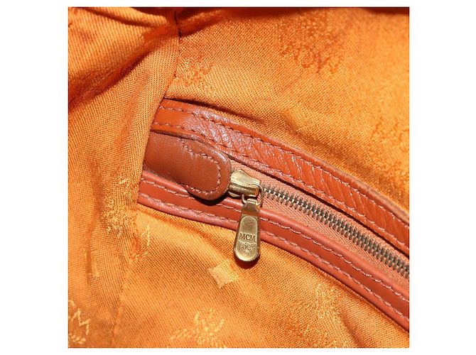 Borsa MCM Vicetos Logogram PVC Pelle Marrone Oro Auth 185111 D'oro - vista 20