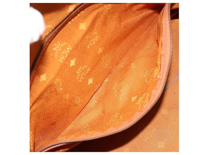 Borsa MCM Vicetos Logogram PVC Pelle Marrone Oro Auth 185111 D'oro - vista 21