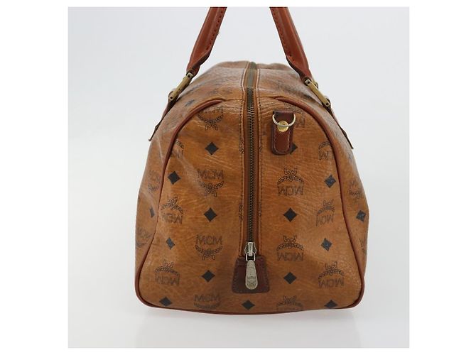 Borsa MCM Vicetos Logogram PVC Pelle Marrone Oro Auth 185111 D'oro - vista 4