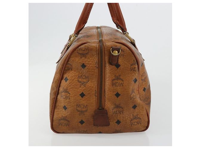 Borsa MCM Vicetos Logogram PVC Pelle Marrone Oro Auth 185111 D'oro - vista 5