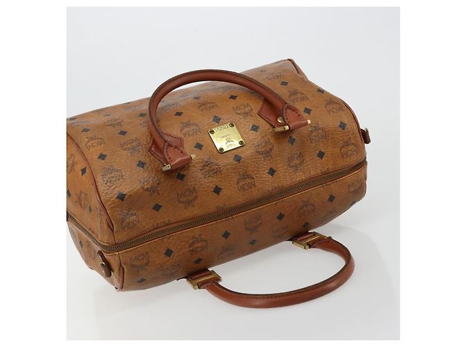 Borsa MCM Vicetos Logogram PVC Pelle Marrone Oro Auth 185111 D'oro - vista 6