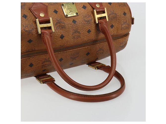 Borsa MCM Vicetos Logogram PVC Pelle Marrone Oro Auth 185111 D'oro - vista 7