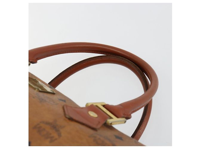 Borsa MCM Vicetos Logogram PVC Pelle Marrone Oro Auth 185111 D'oro - vista 8