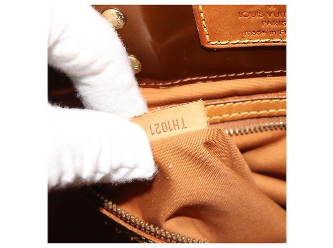 LOUIS VUITTON Borsa Monogram Vernis Reade MM Bronze M91143 LV Auth ti3949 Bronzo - vista 23