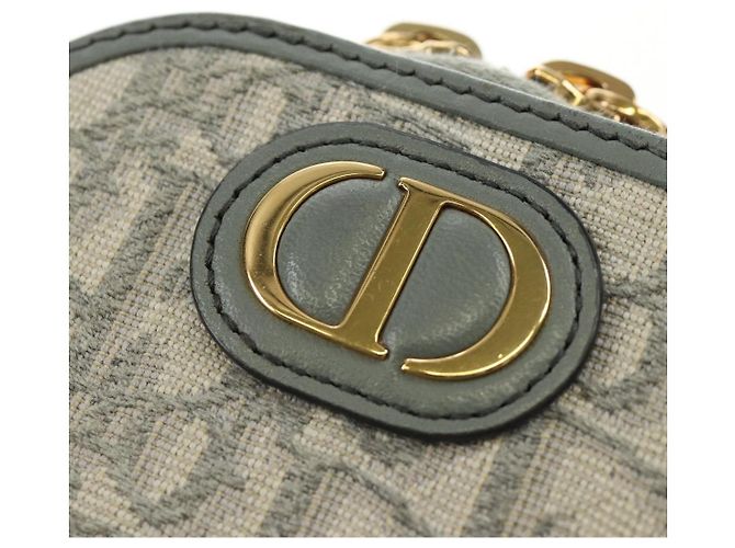 Custodia per telefono Christian Dior Oblique 30 Trotter Canvas con catena Grigio Auth 184749M Marrone D'oro - vista 16