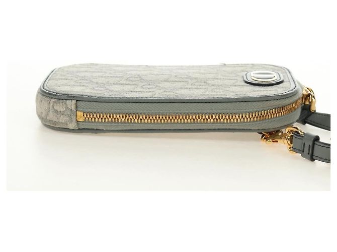 Custodia per telefono Christian Dior Oblique 30 Trotter Canvas con catena Grigio Auth 184749M Marrone D'oro - vista 5
