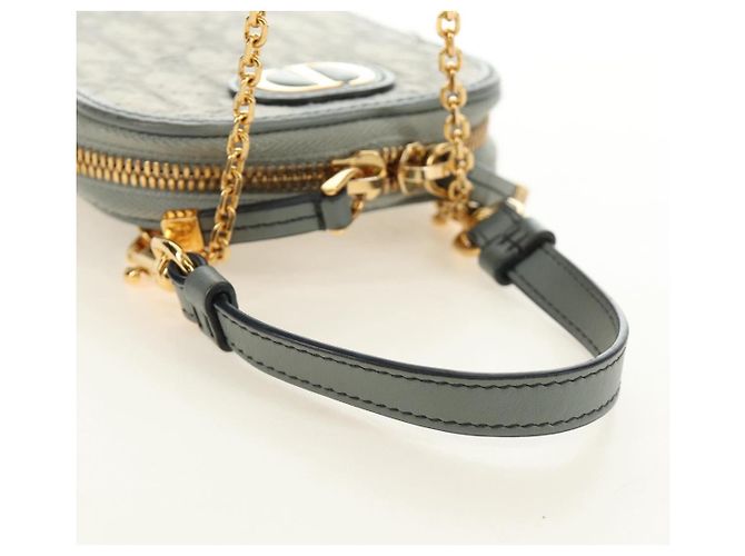 Custodia per telefono Christian Dior Oblique 30 Trotter Canvas con catena Grigio Auth 184749M Marrone D'oro - vista 7