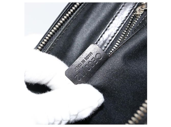 Céline Borsa a tracolla CELINE C Sulky Canvas Nero Argento Auth 184359A - vista 22
