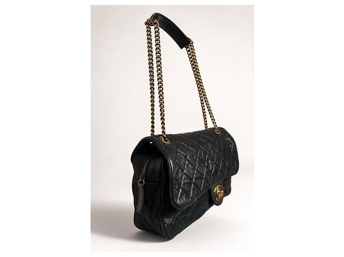 Chanel Borsa Shiva Jumbo Classic Flap Nero Gold hardware - vista 2