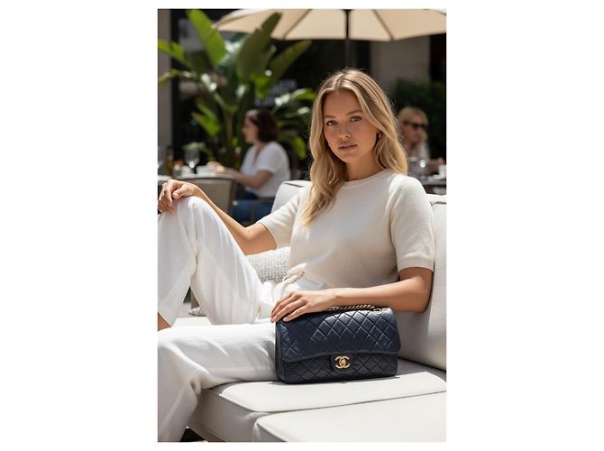 Chanel Borsa Shiva Jumbo Classic Flap Nero Gold hardware - vista 6