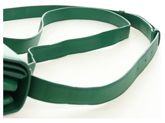 Borsa a Spalla BOTTEGA VENETA Pelle Verde Argento Auth bs35500V - vista 10