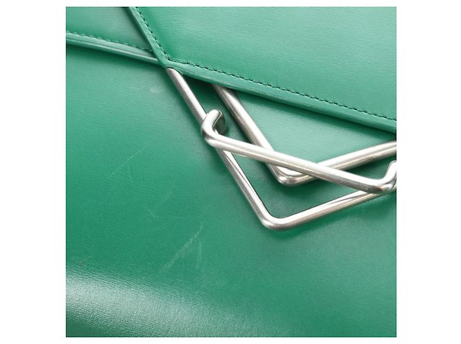 Borsa a Spalla BOTTEGA VENETA Pelle Verde Argento Auth bs35500V - vista 16