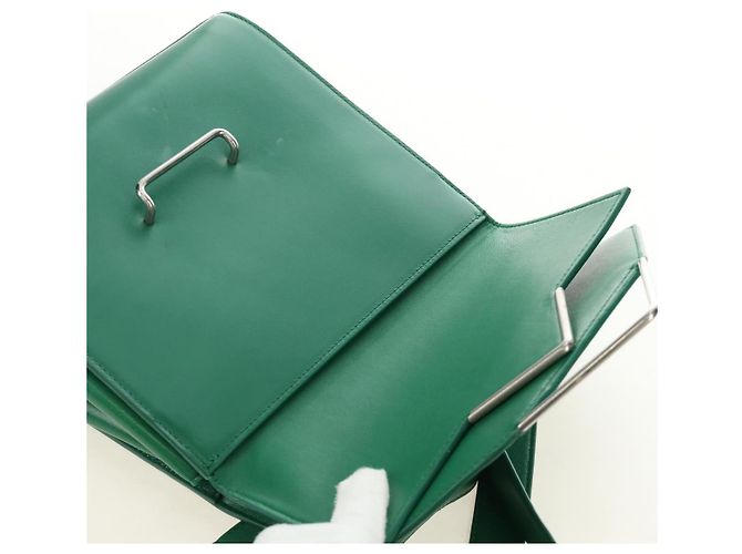 Borsa a Spalla BOTTEGA VENETA Pelle Verde Argento Auth bs35500V - vista 17
