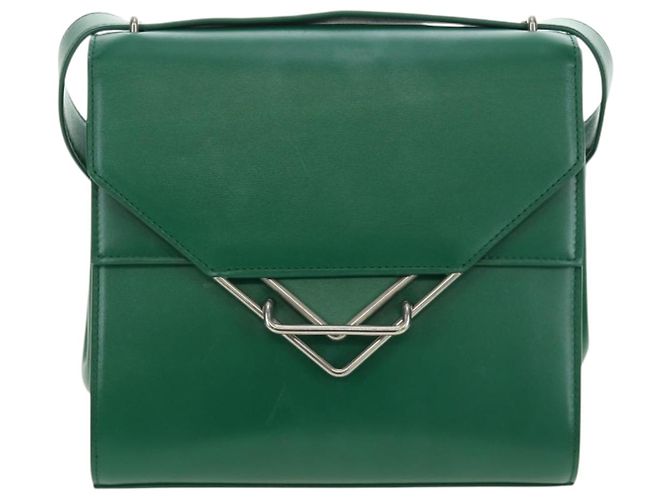 Borsa a Spalla BOTTEGA VENETA Pelle Verde Argento Auth bs35500V - vista 2