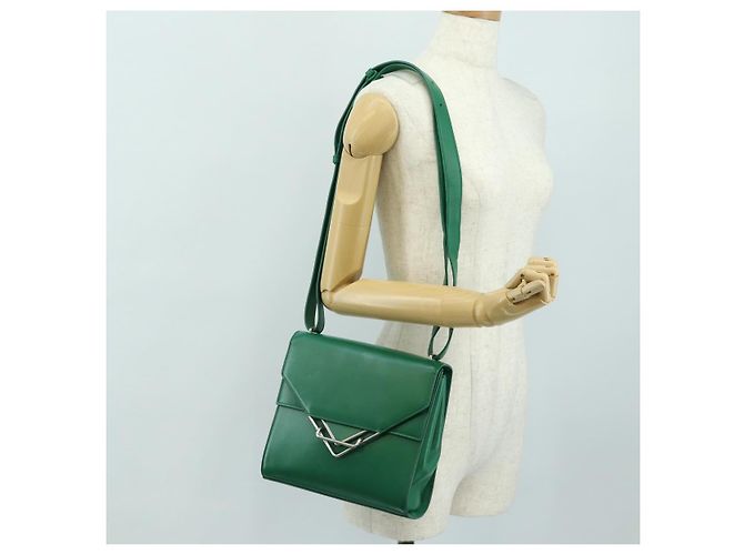 Borsa a Spalla BOTTEGA VENETA Pelle Verde Argento Auth bs35500V - vista 26