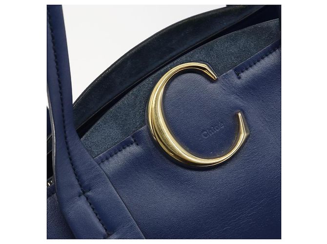 Chloé Borsa Tote Chloe in pelle blu e oro Auth 184989A D'oro - vista 15