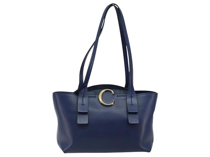 Chloé Borsa Tote Chloe in pelle blu e oro Auth 184989A D'oro - vista 2
