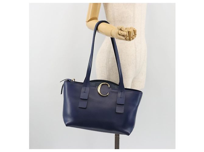 Chloé Borsa Tote Chloe in pelle blu e oro Auth 184989A D'oro - vista 24
