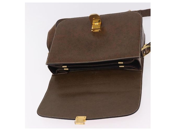 Céline Borsa a tracolla CELINE Horse Carriage in pelle marrone e oro Auth ep14860 D'oro - vista 16