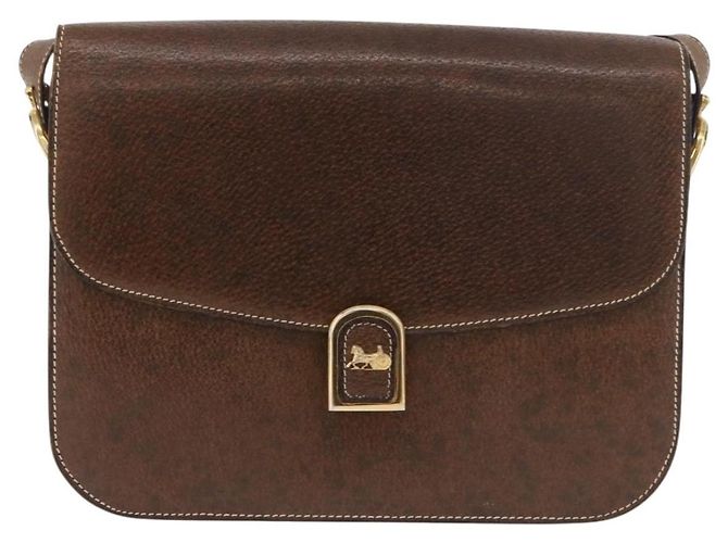 Céline Borsa a tracolla CELINE Horse Carriage in pelle marrone e oro Auth ep14860 D'oro - vista 2