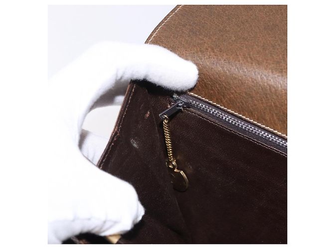 Céline Borsa a tracolla CELINE Horse Carriage in pelle marrone e oro Auth ep14860 D'oro - vista 23