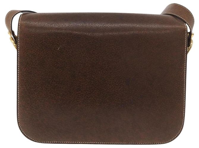 Céline Borsa a tracolla CELINE Horse Carriage in pelle marrone e oro Auth ep14860 D'oro - vista 3