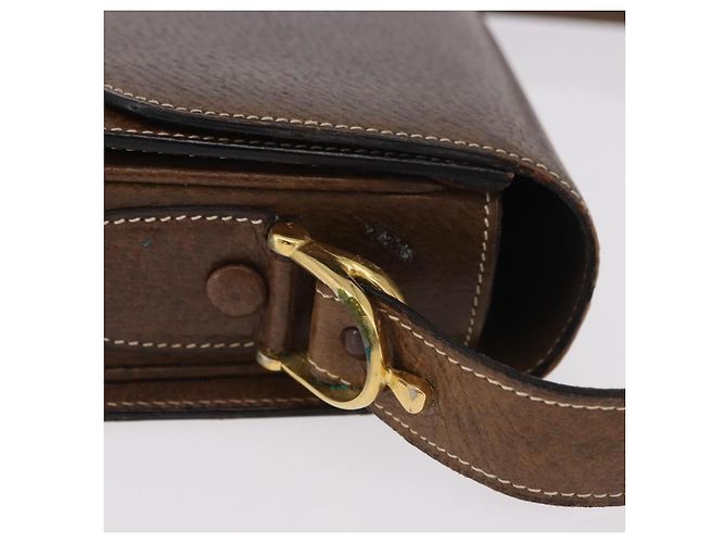Céline Borsa a tracolla CELINE Horse Carriage in pelle marrone e oro Auth ep14860 D'oro - vista 5