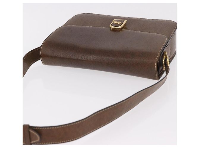 Céline Borsa a tracolla CELINE Horse Carriage in pelle marrone e oro Auth ep14860 D'oro - vista 7