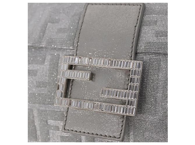 FENDI Zucca Canvas Mamma Baguette Borsa a Spalla con Strass Argento Autentica am11868SM - vista 15