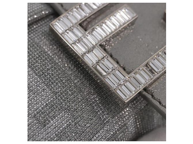 FENDI Zucca Canvas Mamma Baguette Borsa a Spalla con Strass Argento Autentica am11868SM - vista 16