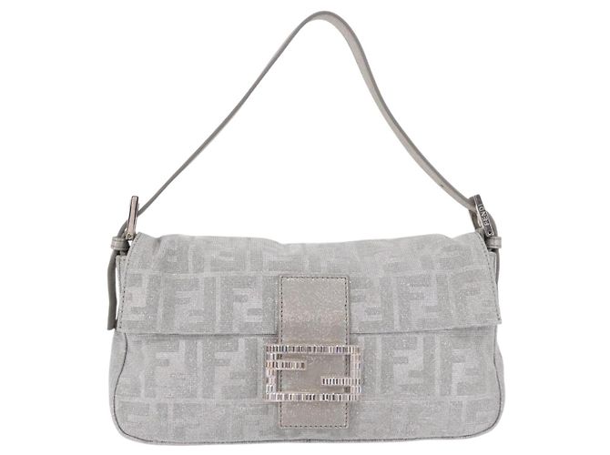FENDI Zucca Canvas Mamma Baguette Borsa a Spalla con Strass Argento Autentica am11868SM - vista 2