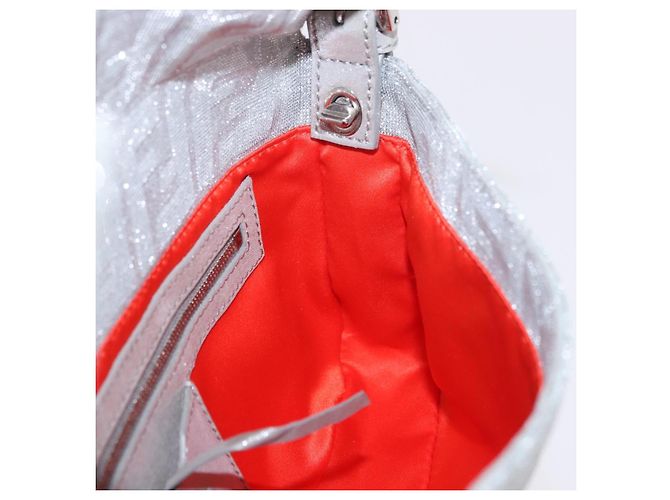 FENDI Zucca Canvas Mamma Baguette Borsa a Spalla con Strass Argento Autentica am11868SM - vista 23