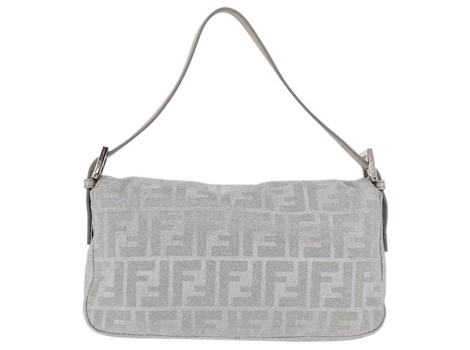 FENDI Zucca Canvas Mamma Baguette Borsa a Spalla con Strass Argento Autentica am11868SM - vista 3
