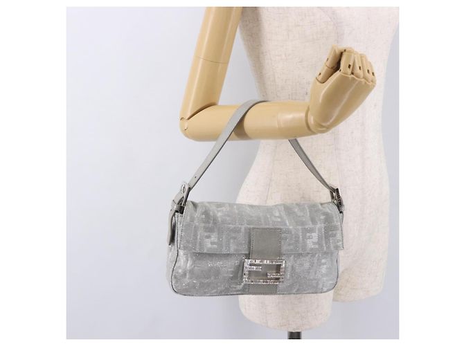 FENDI Zucca Canvas Mamma Baguette Borsa a Spalla con Strass Argento Autentica am11868SM - vista 30