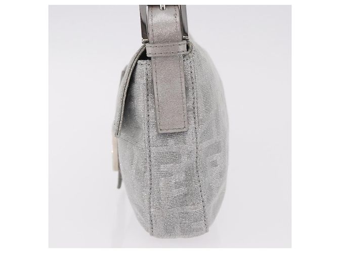 FENDI Zucca Canvas Mamma Baguette Borsa a Spalla con Strass Argento Autentica am11868SM - vista 4