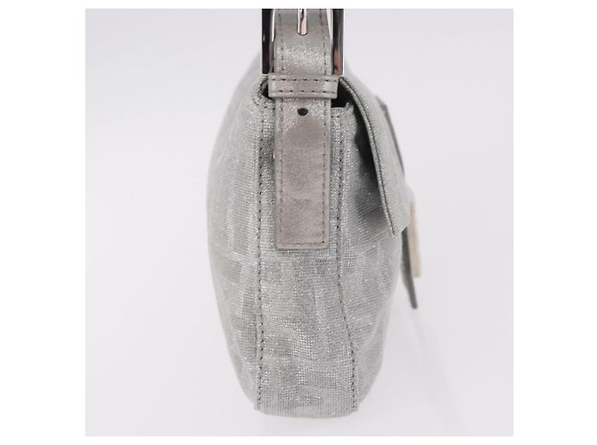 FENDI Zucca Canvas Mamma Baguette Borsa a Spalla con Strass Argento Autentica am11868SM - vista 5
