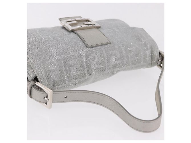 FENDI Zucca Canvas Mamma Baguette Borsa a Spalla con Strass Argento Autentica am11868SM - vista 6