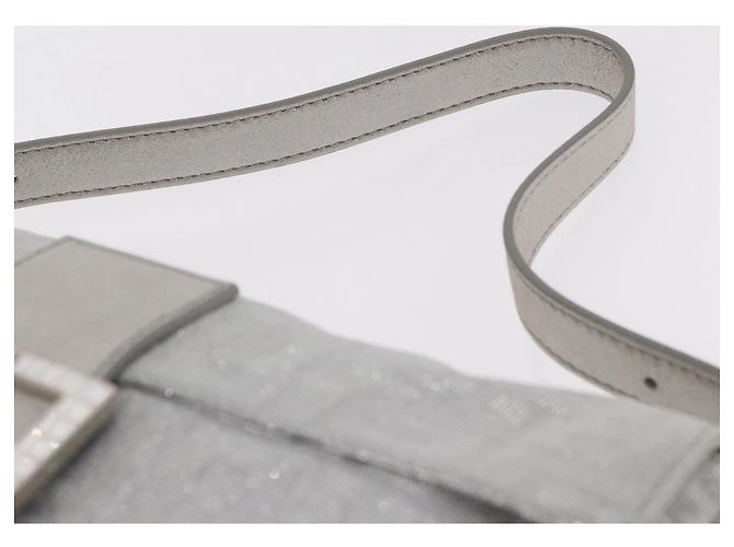 FENDI Zucca Canvas Mamma Baguette Borsa a Spalla con Strass Argento Autentica am11868SM - vista 8