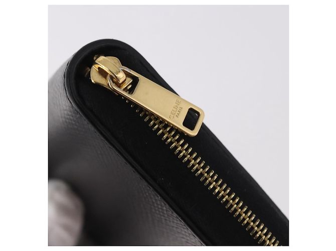 Céline Portafoglio tondo compatto CELINE in pelle nera e oro Auth am11856V Nero D'oro - vista 12