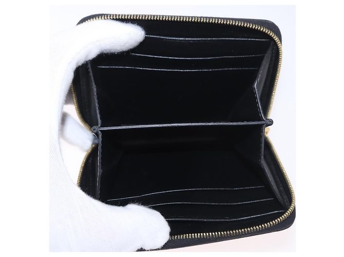 Céline Portafoglio tondo compatto CELINE in pelle nera e oro Auth am11856V Nero D'oro - vista 14