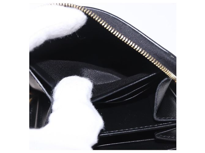 Céline Portafoglio tondo compatto CELINE in pelle nera e oro Auth am11856V Nero D'oro - vista 15