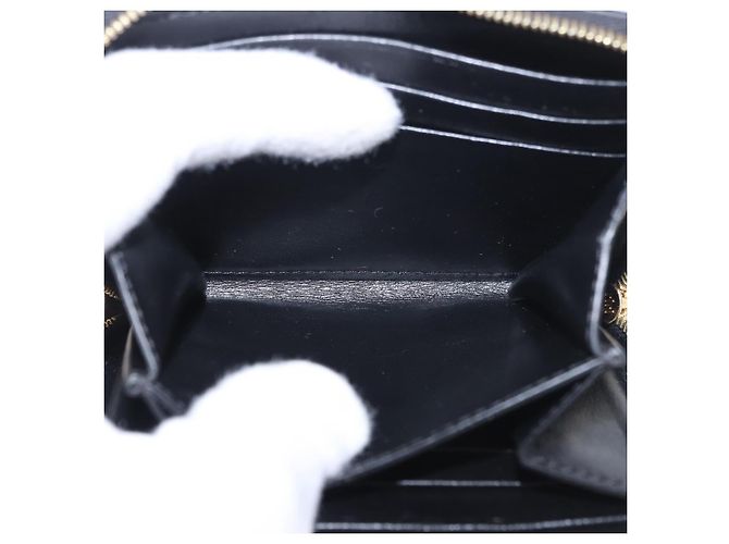Céline Portafoglio tondo compatto CELINE in pelle nera e oro Auth am11856V Nero D'oro - vista 16