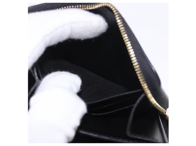 Céline Portafoglio tondo compatto CELINE in pelle nera e oro Auth am11856V Nero D'oro - vista 18