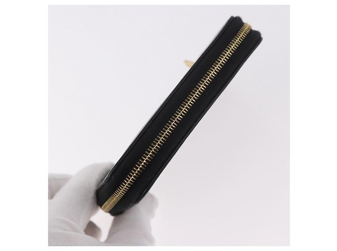 Céline Portafoglio tondo compatto CELINE in pelle nera e oro Auth am11856V Nero D'oro - vista 6