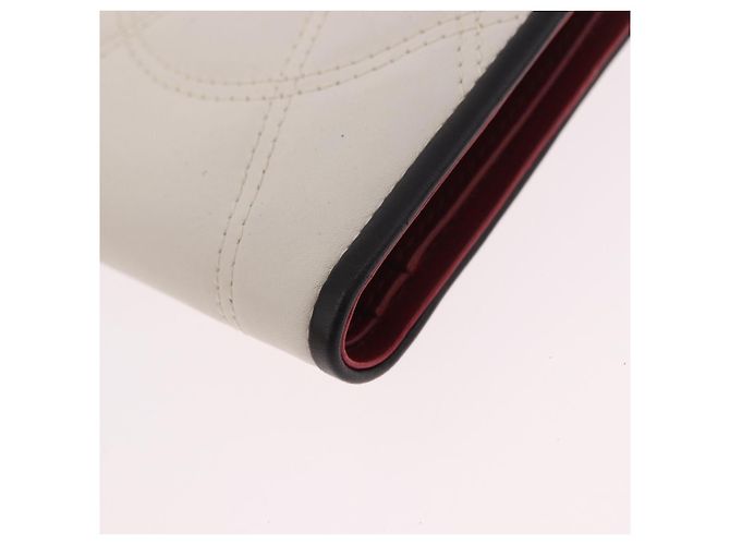 Céline Portafoglio Compact CELINE in pelle Bianco Argento Auth 185052V - vista 12