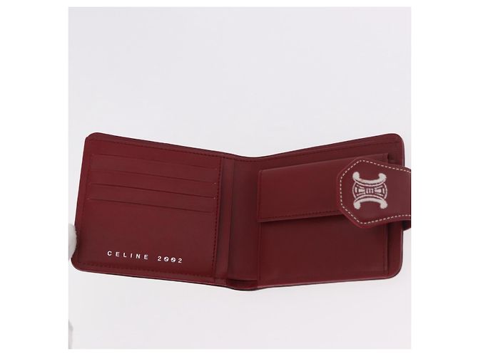 Céline Portafoglio Compact CELINE in pelle Bianco Argento Auth 185052V - vista 13