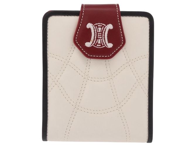 Céline Portafoglio Compact CELINE in pelle Bianco Argento Auth 185052V - vista 2