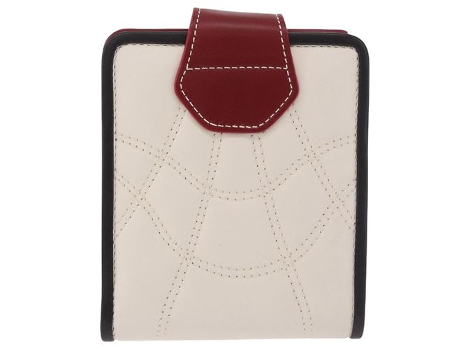 Céline Portafoglio Compact CELINE in pelle Bianco Argento Auth 185052V - vista 4
